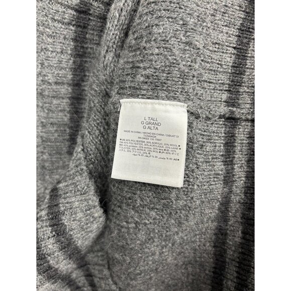 Old Navy Sweater Mens Large Tall Gray Two-Tone Cardigan Button Raglan Wool - Picture 5 of 6